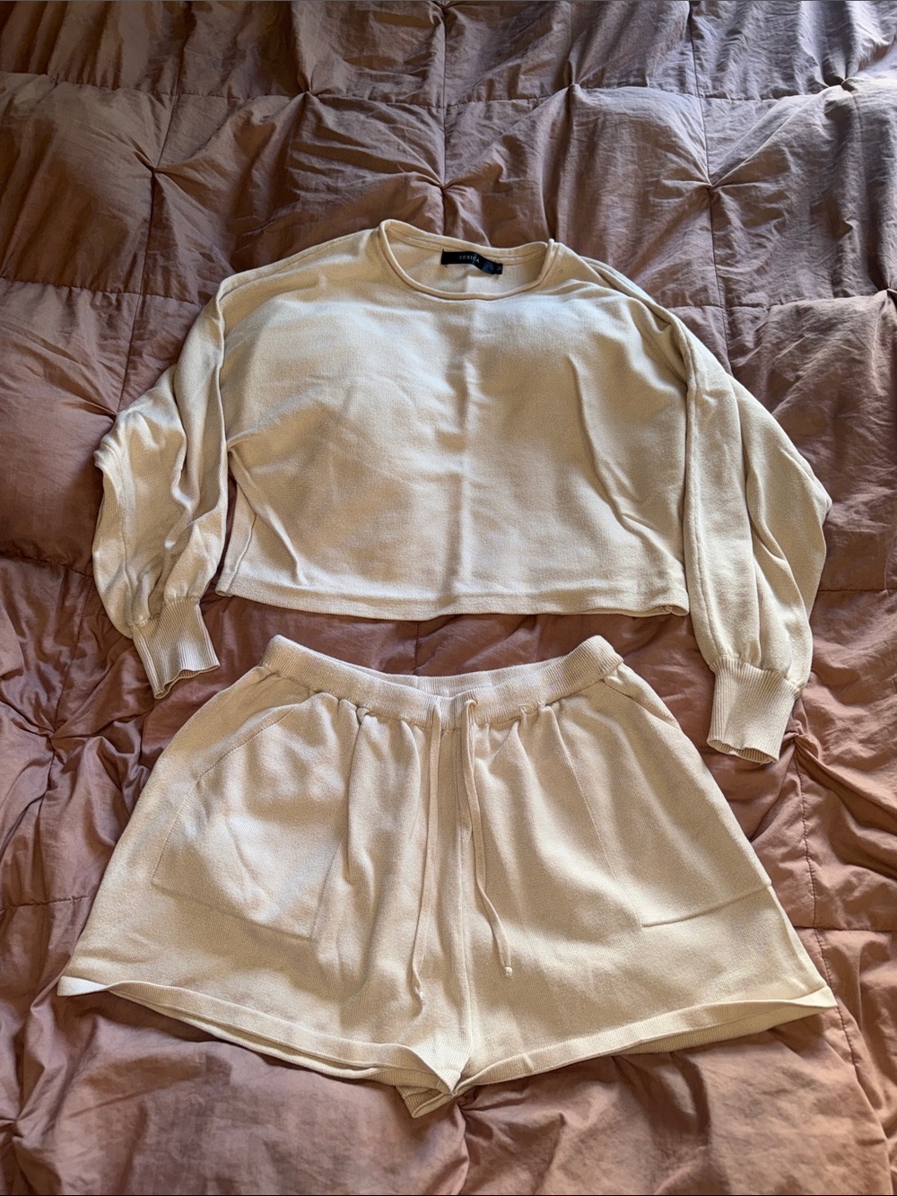 Cozy Cream Knit Lounge Set - Women's Pajama Top & Shorts